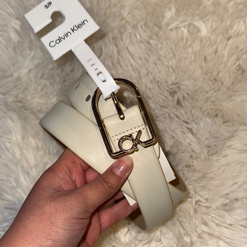 Calvin Klein Beige Belt with Gold Accent